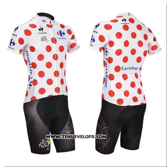 2014 Maillot Ciclismo Tour DE France Blanc et Rouge Manches Courtes et Cuissard